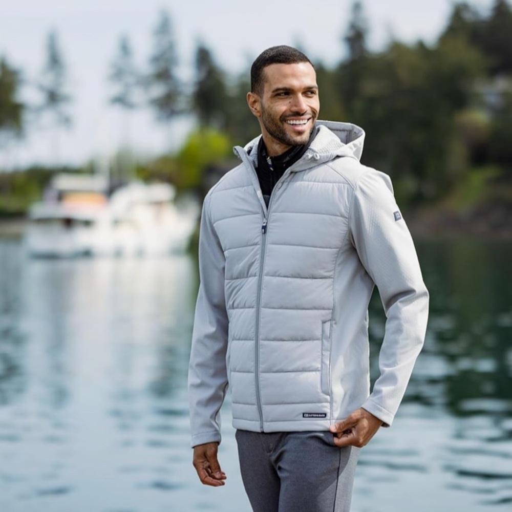 Cutter & Buck Evoke Hybrid Eco Softshell Recycled Full Zip Mens Hooded Jacket